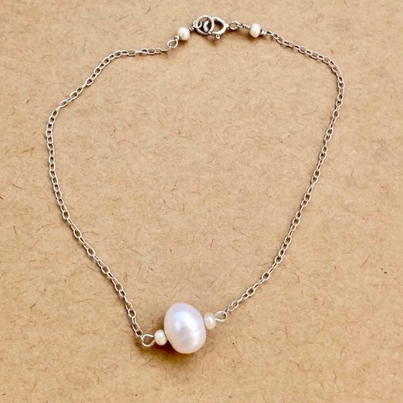 Dainty Sterling Silver Freshwater Pearl Bracelet - Picture 3 of 11